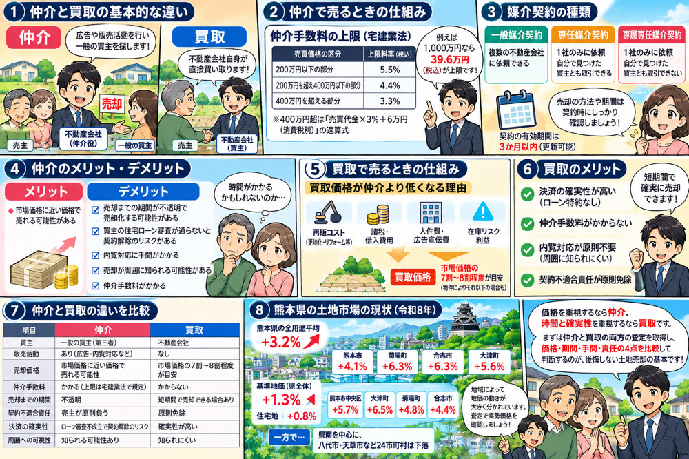 熊本で土地を売る時の仲介と買取の違い～どちらを選べばいい？～の画像
