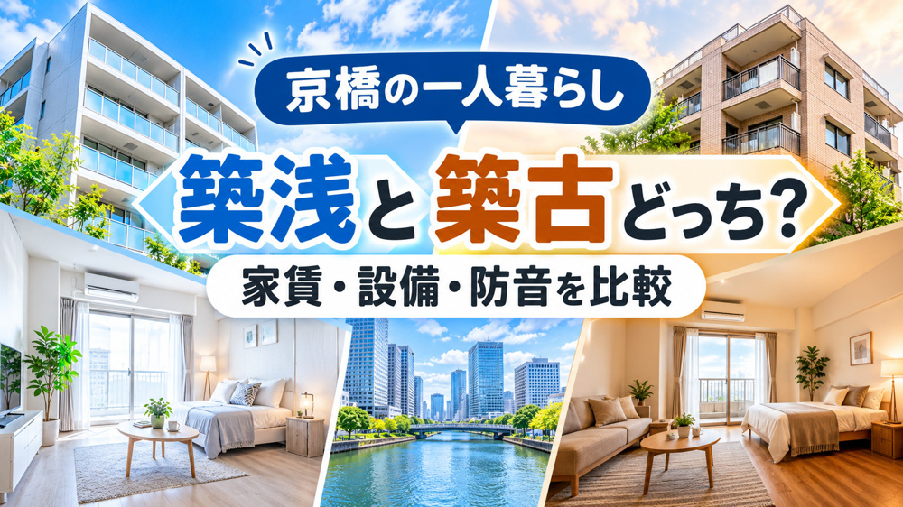 【2026年版】京橋で一人暮らし、築浅と築古どっち？家賃・設備・防音を比較の画像