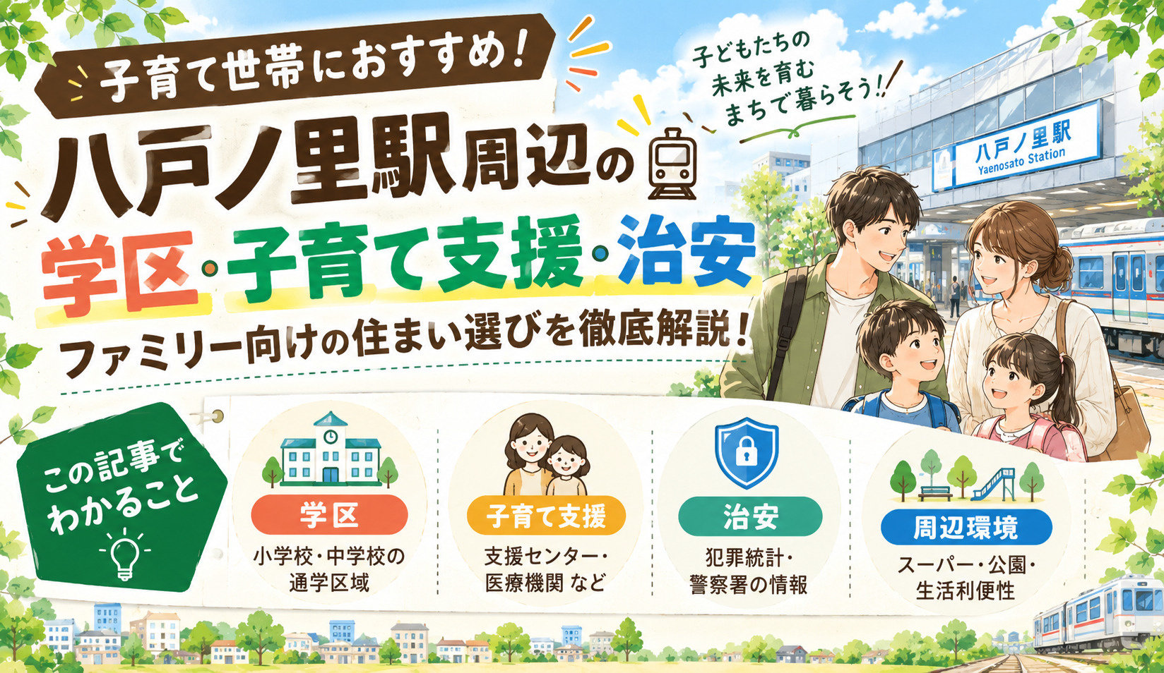 八戸ノ里駅周辺の学区・子育て支援・治安｜ファミリー向けの住まい選びを徹底解説！の画像