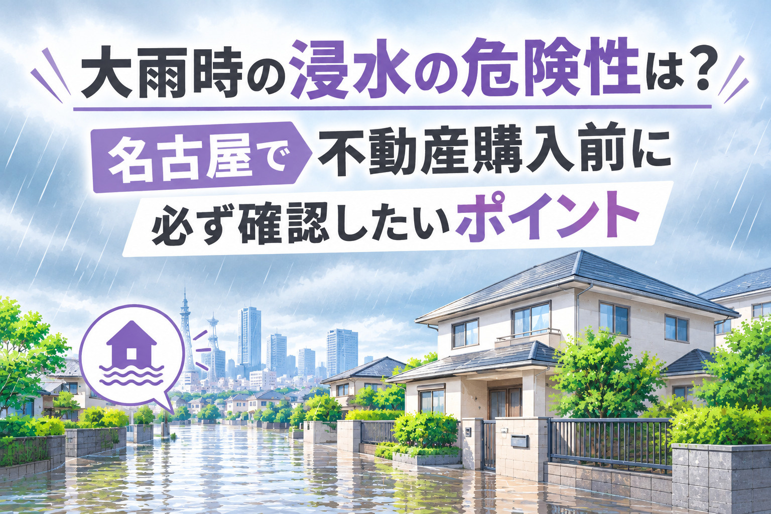 【最新版】名古屋で大雨時の家の浸水は大丈夫?不動産購入前に必ず確認したいポイントの画像