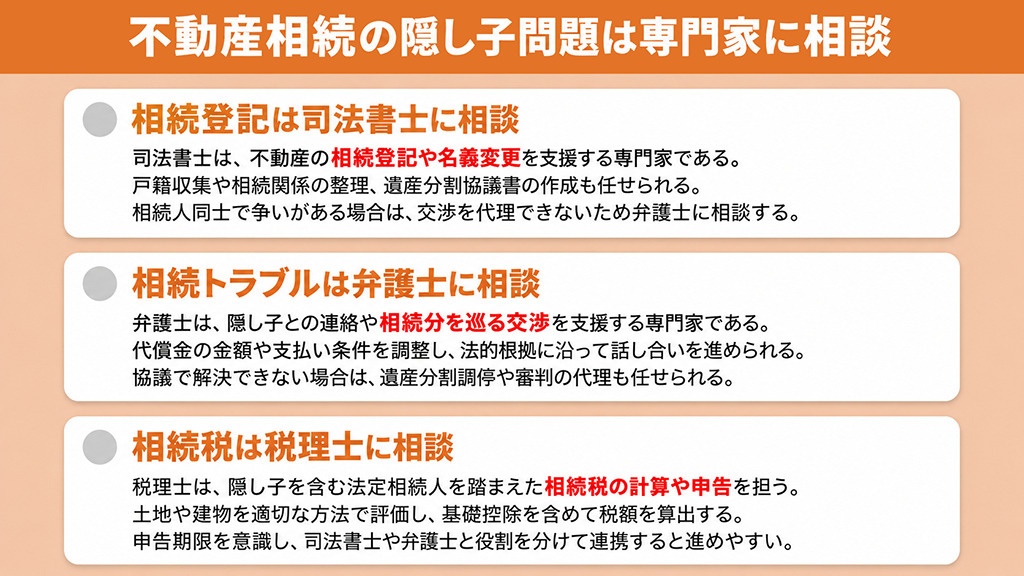 不動産相続の隠し子問題は専門家に相談