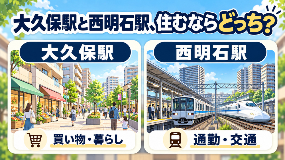 大久保駅と西明石駅 賃貸で住むならどっちの画像