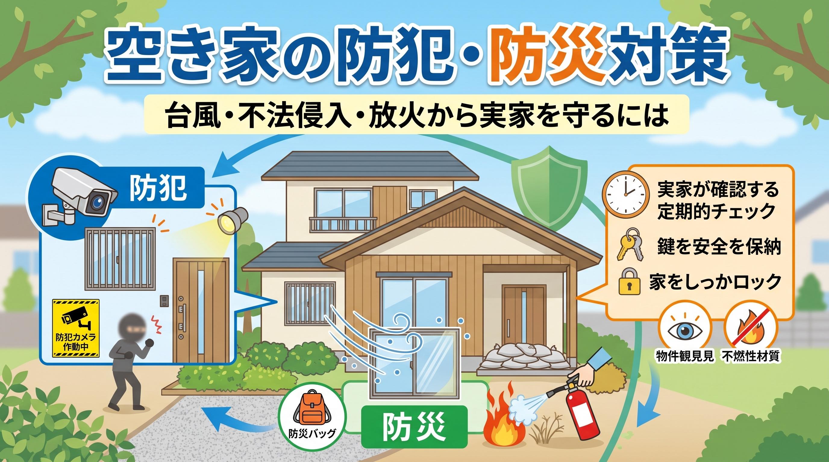 空き家の「防犯・防災対策」|台風・不法侵入・放火に備えるの画像