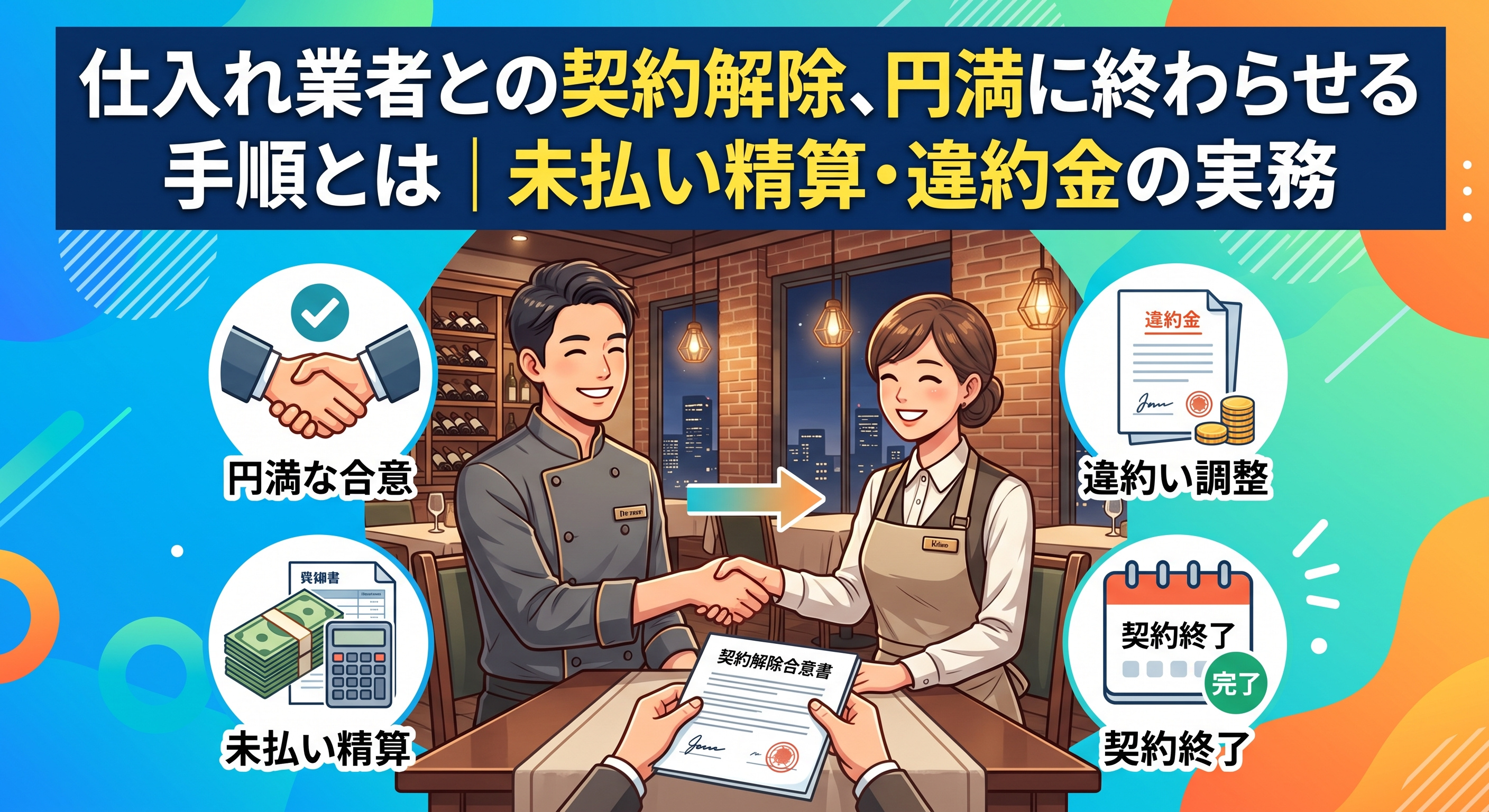 「仕入れ業者との契約解除」閉店時の未払い精算と違約金対応の画像