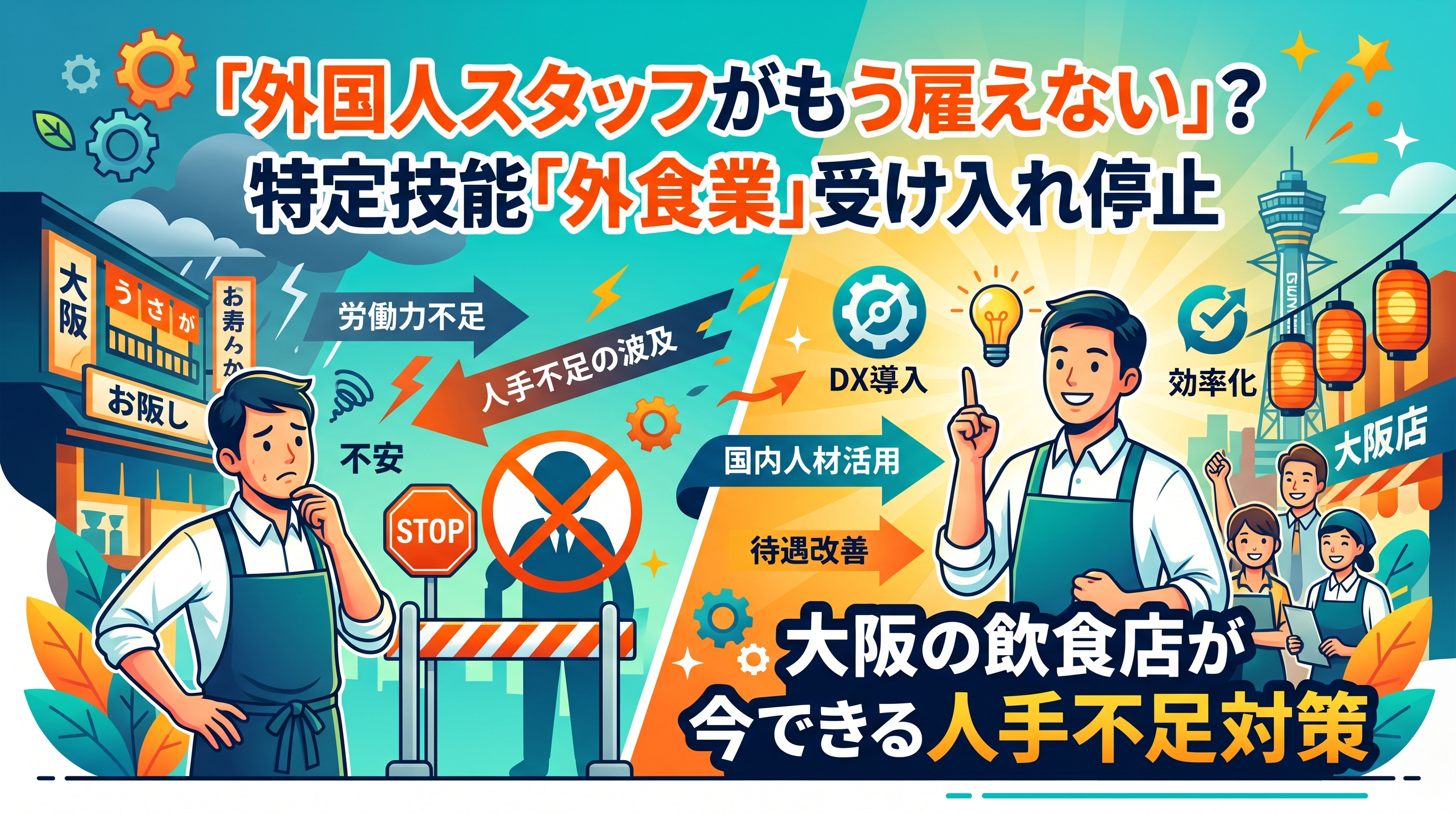 特定技能「外食業」受け入れ停止、大阪飲食店の人手不足対策の画像