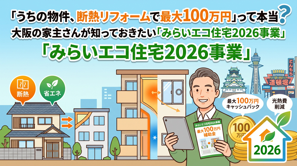 大阪家主向け「みらいエコ住宅2026」断熱改修最大100万円の画像