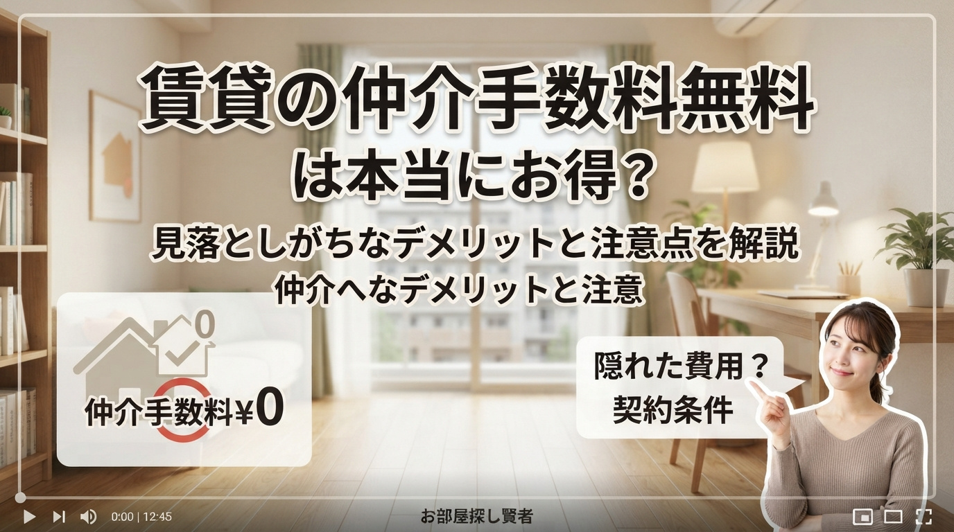 賃貸の仲介手数料無料は本当にお得？見落としがちなデメリットと注意点を解説の画像