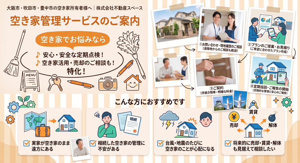 大阪・吹田・豊中の空き家「管理代行サービス」開始の画像