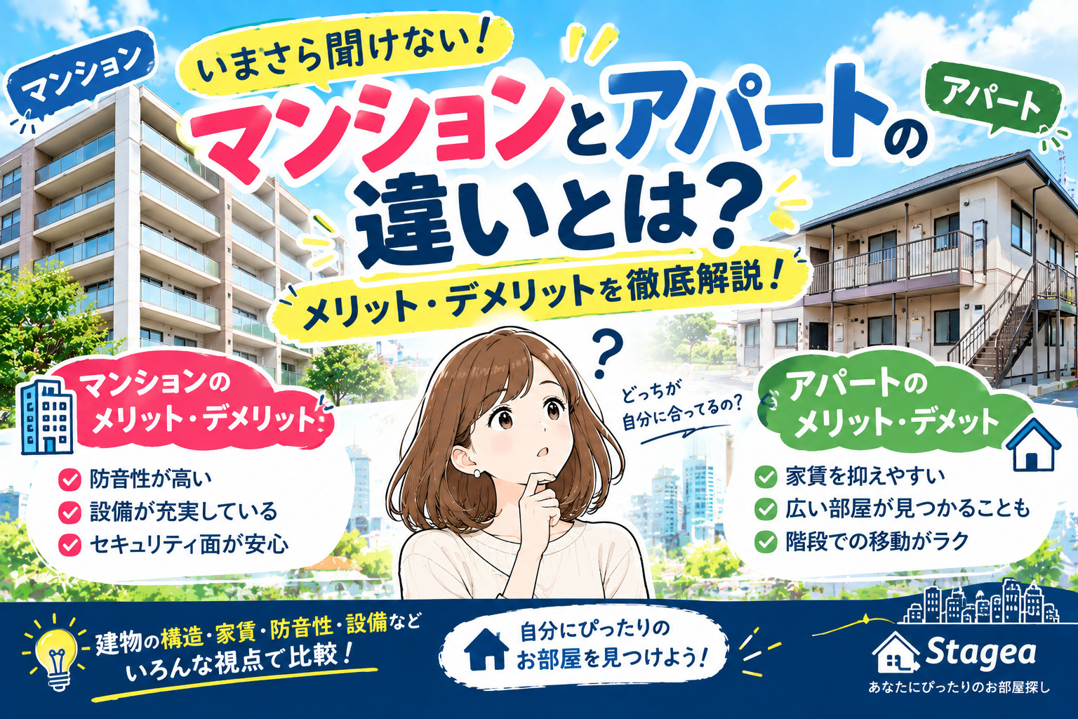 【賃貸】いまさら聞けない!マンションとアパートの違いとは?メリット・デメリットを徹底解説!の画像