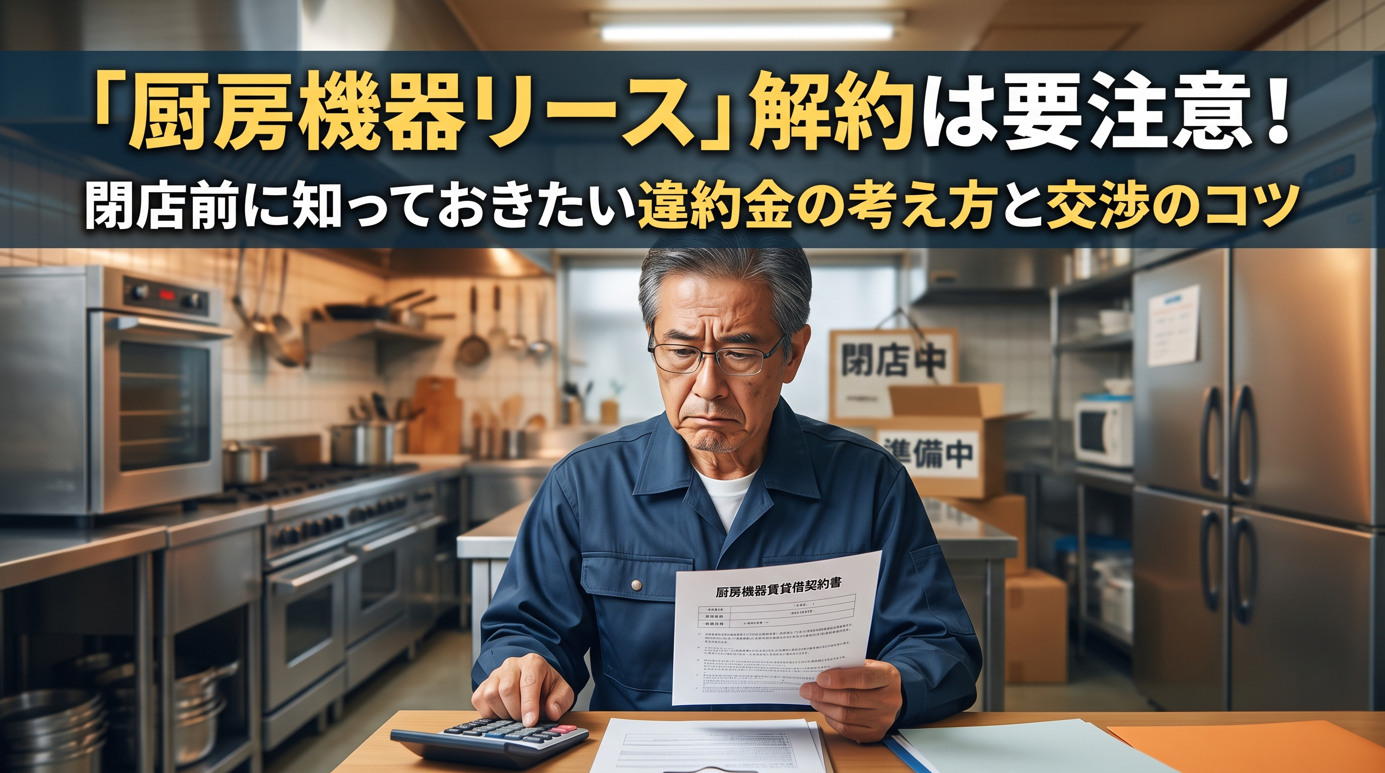 「厨房機器のリース解約」違約金交渉のコツと注意点の画像
