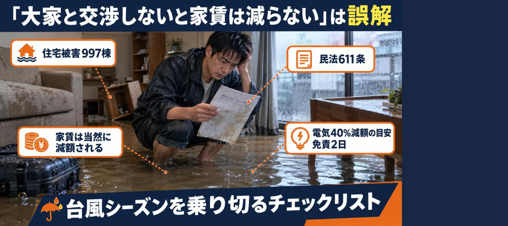 「大家と交渉しないと家賃は減らない」は誤解　台風25号で浸水した賃貸、家賃は