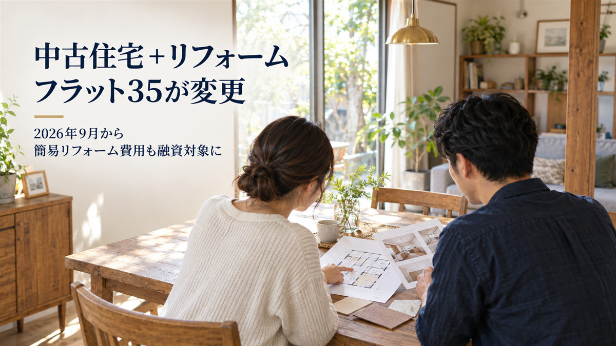 2026年9月からフラット35の中古住宅融資が変更｜簡易リフォーム費用もまとめて借りられるケースとはの画像