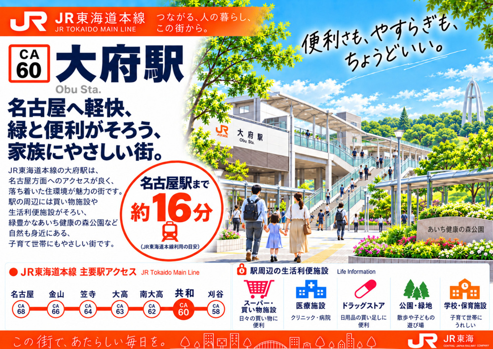 JR東海道本線「大府駅」は住みやすい？名古屋16分・新快速停車・武豊線の分岐駅の画像