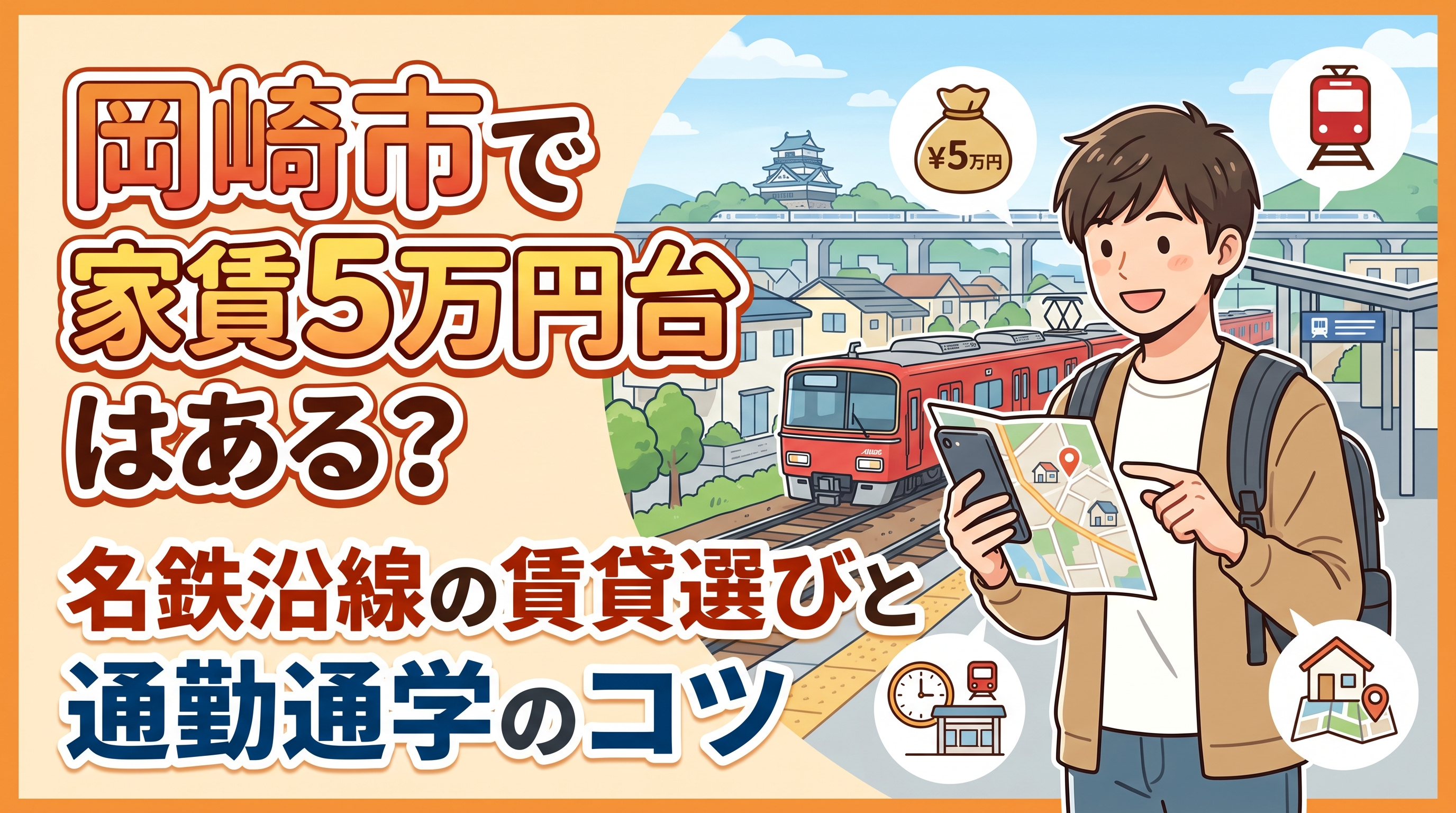 岡崎市で家賃5万円台はある?名鉄沿線の賃貸選びと通勤通学のコツの画像