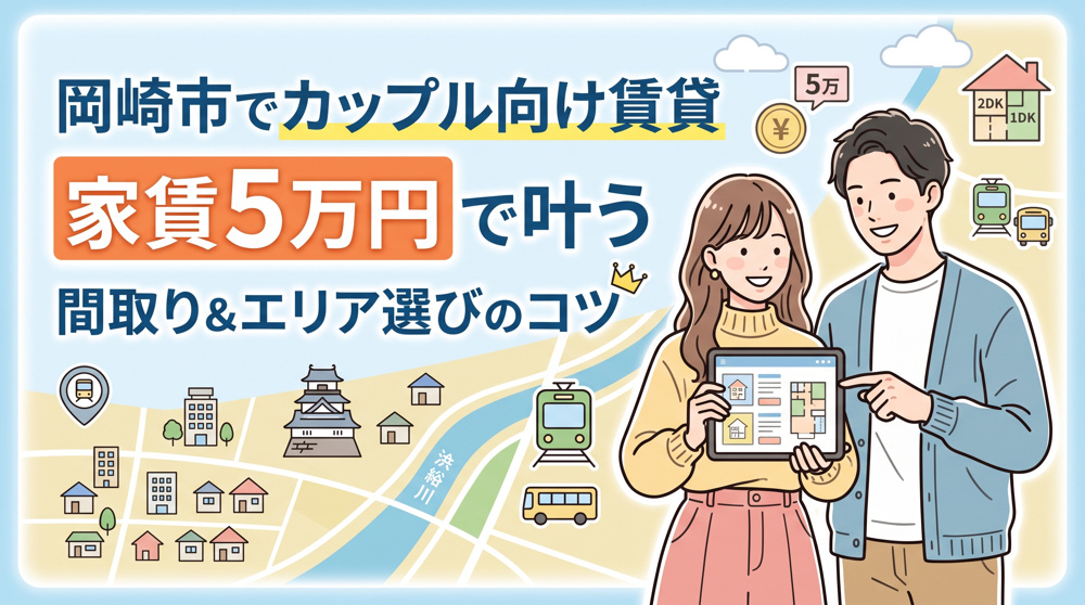岡崎市でカップル向け賃貸を探すなら？家賃5万円で叶う間取りとエリア選びのコツの画像