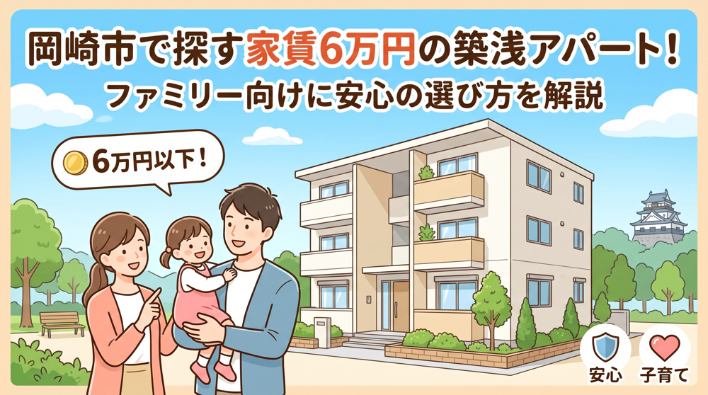 岡崎市で探す家賃6万円の築浅アパート！ファミリー向けに安心の選び方を解説の画像