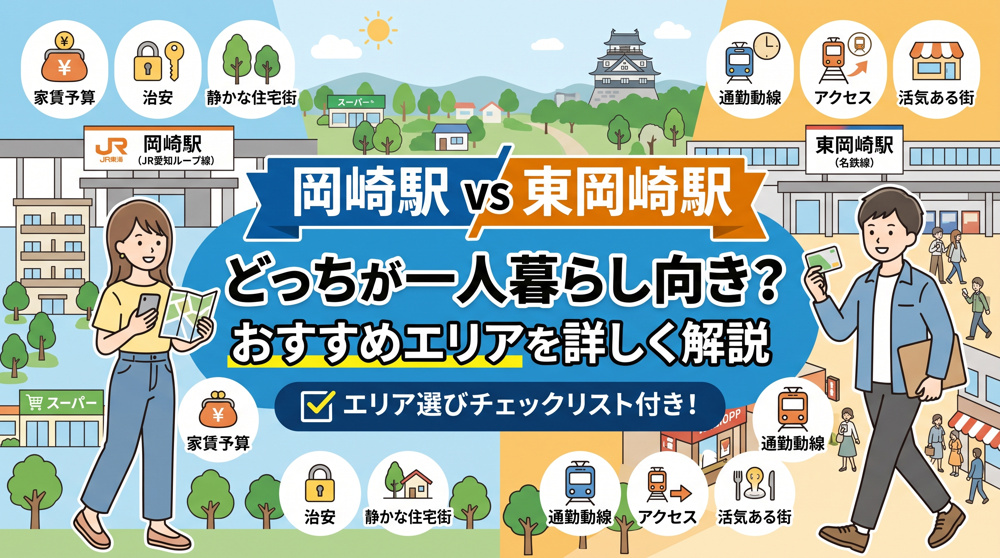 岡崎駅と東岡崎駅どっちが一人暮らし向き？おすすめエリアを詳しく解説の画像