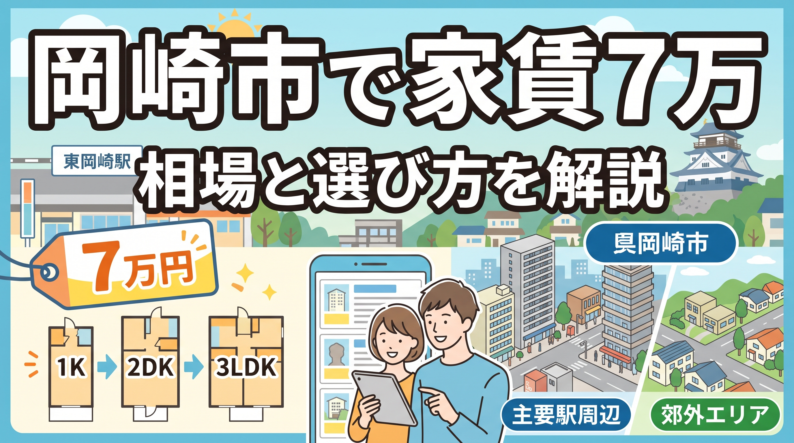 岡崎市の家賃7万の相場は高い?間取り別の選び方とエリアの特徴を解説の画像