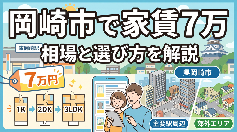 岡崎市の家賃7万の相場は高い？間取り別の選び方とエリアの特徴を解説の画像