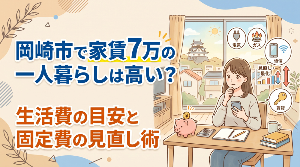 岡崎市で家賃7万の一人暮らしは高い？生活費の目安と固定費の見直し術の画像