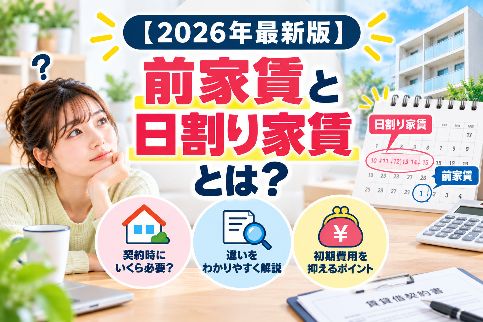 【2026年最新版】賃貸の前家賃とは?日割り家賃との違いや契約時にいくら必要かを解説の画像