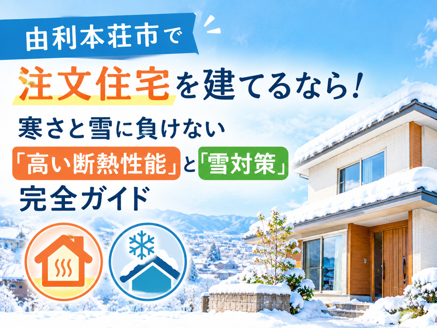 由利本荘市で注文住宅を建てるなら！寒さと雪に負けない「高い断熱性能」と「雪対策」完全ガイドの画像