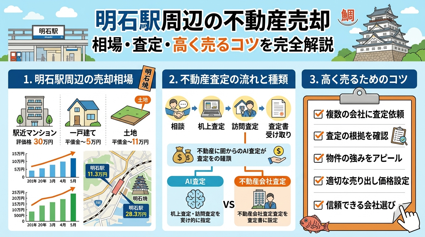 「明石駅の不動産売却完全ガイド｜相場・査定・流れ・税制優遇をわかりやすく解説」の画像