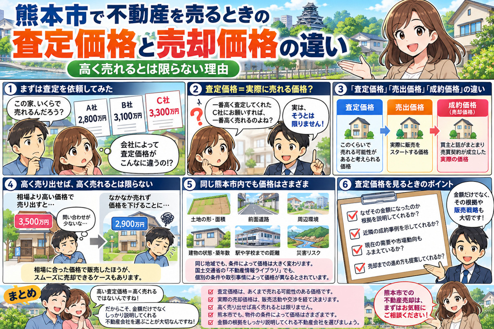 熊本市で不動産を売るなら必見！～査定価格と売却価格の違い～の画像