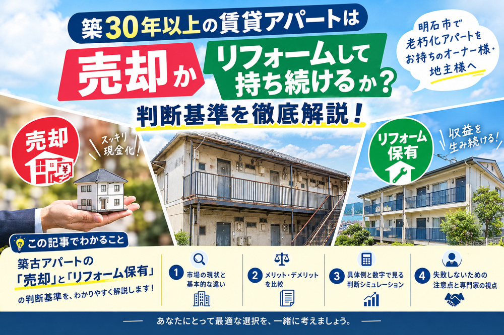 築30年以上の賃貸アパートは「売却」か 「リフォームして持ち続ける」か？判断基準を徹底解説！の画像