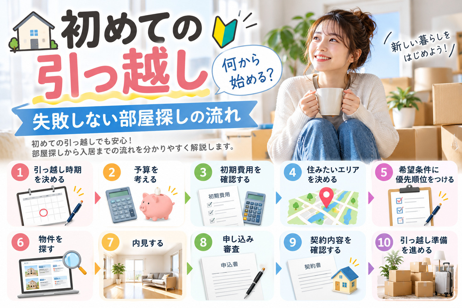 初めての引っ越し、何から始める?失敗しない部屋探しの流れの画像