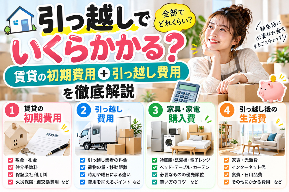  引っ越しでいくらかかる？賃貸の初期費用＋引っ越し費用を徹底解説の画像
