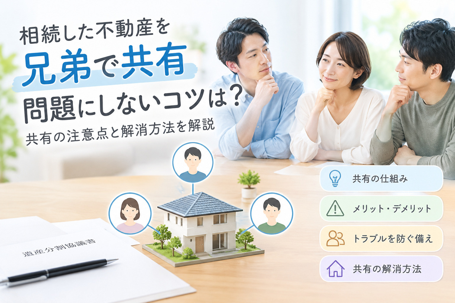 相続した不動産を兄弟で共有問題にしないコツは?共有の注意点と解消方法を解説の画像