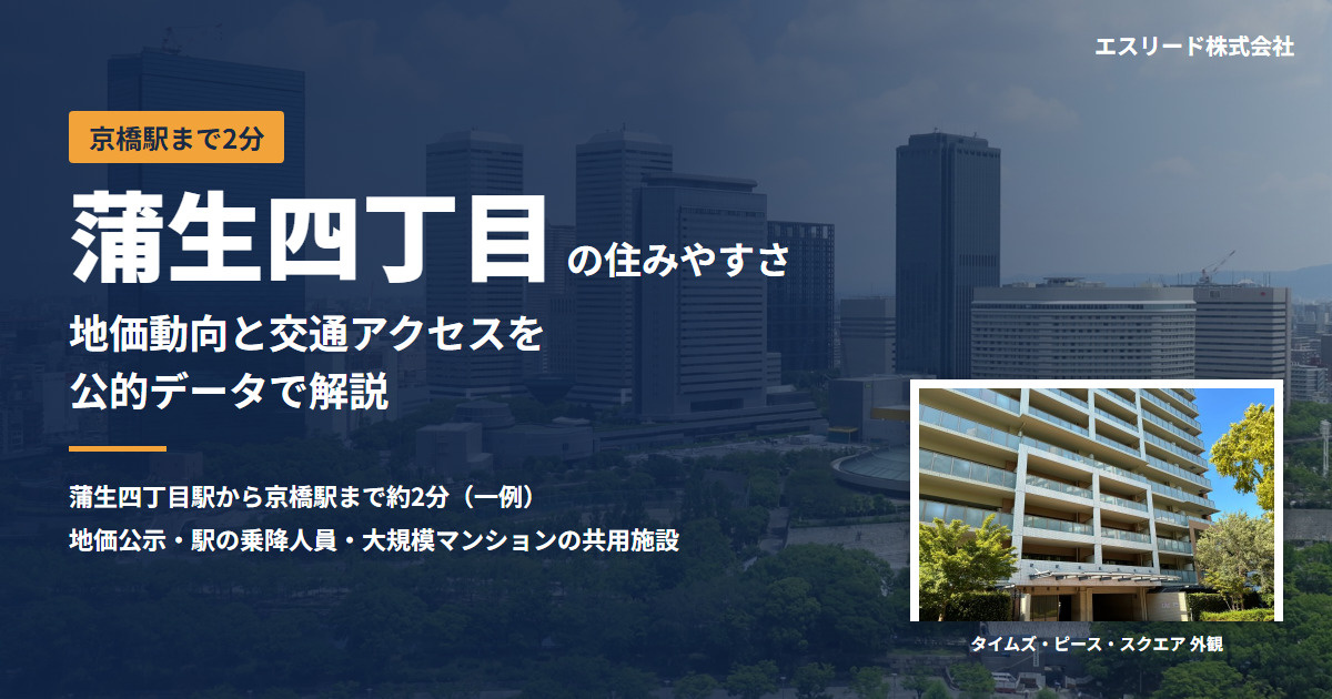 蒲生四丁目の住みやすさ｜地価動向・交通アクセス・大規模マンションの特徴の画像