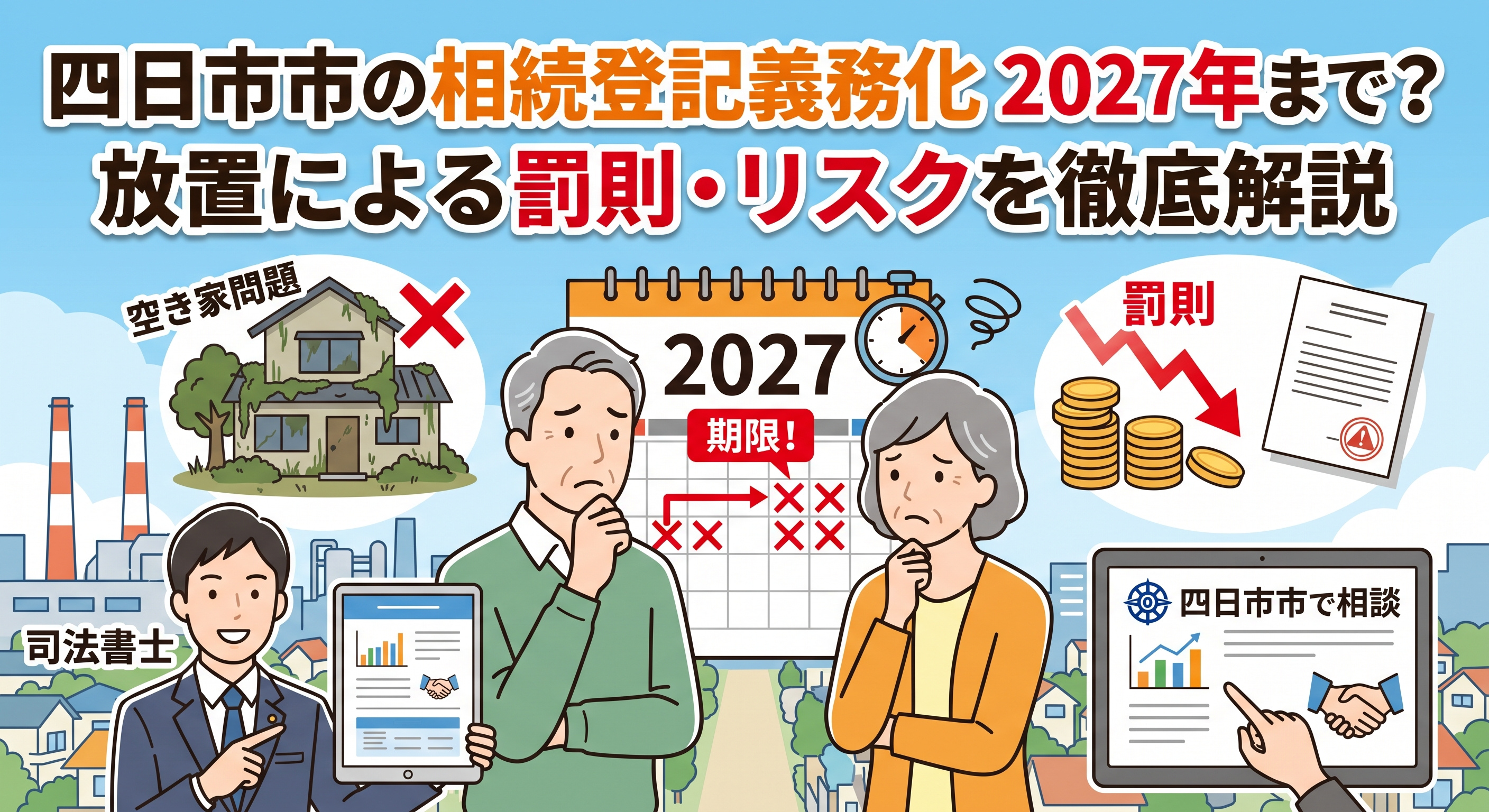 四日市市の相続登記は2027年まで？放置による罰則とリスクを詳しく解説の画像