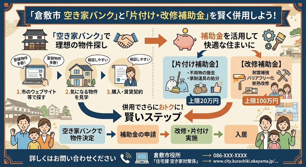 【元市役所職員が直伝】倉敷市「空き家バンク」と「片付け・改修補助金」を賢く併用して得するテクニックの画像