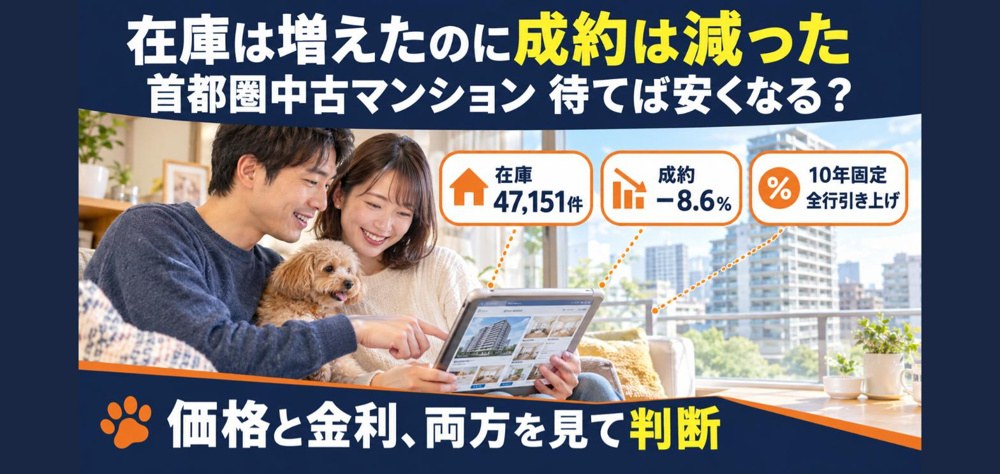 「在庫は増えたのに成約は減った」首都圏中古マンション、東京−13.9％・埼玉＋2.3％で割れた2026年7月――