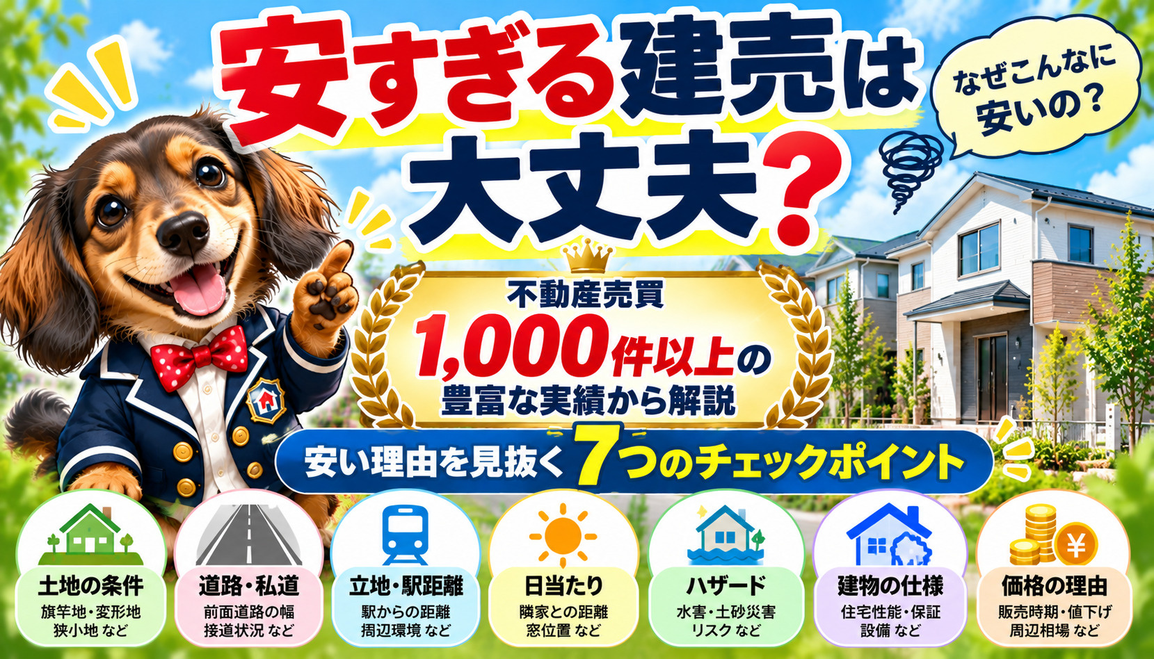 安すぎる建売は大丈夫？不動産売買1,000件以上の実績から安い理由と判断基準を解説するオヤスク.comの記事画像