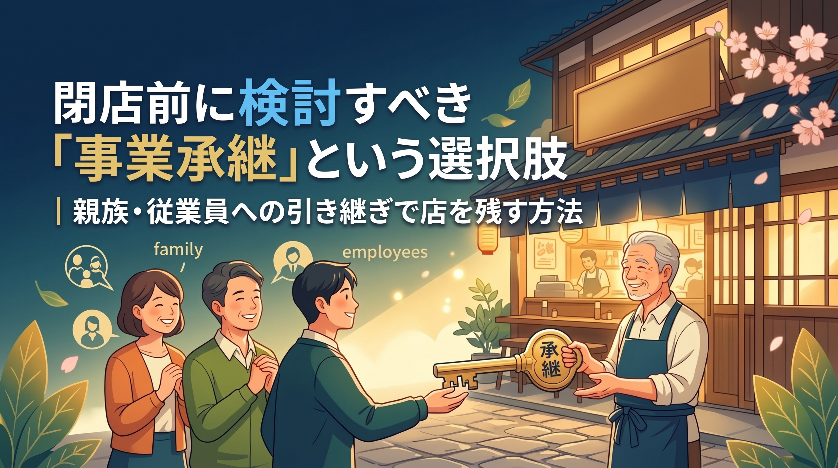 「事業承継」で店を残す道|親族・従業員への引き継ぎ方法の画像