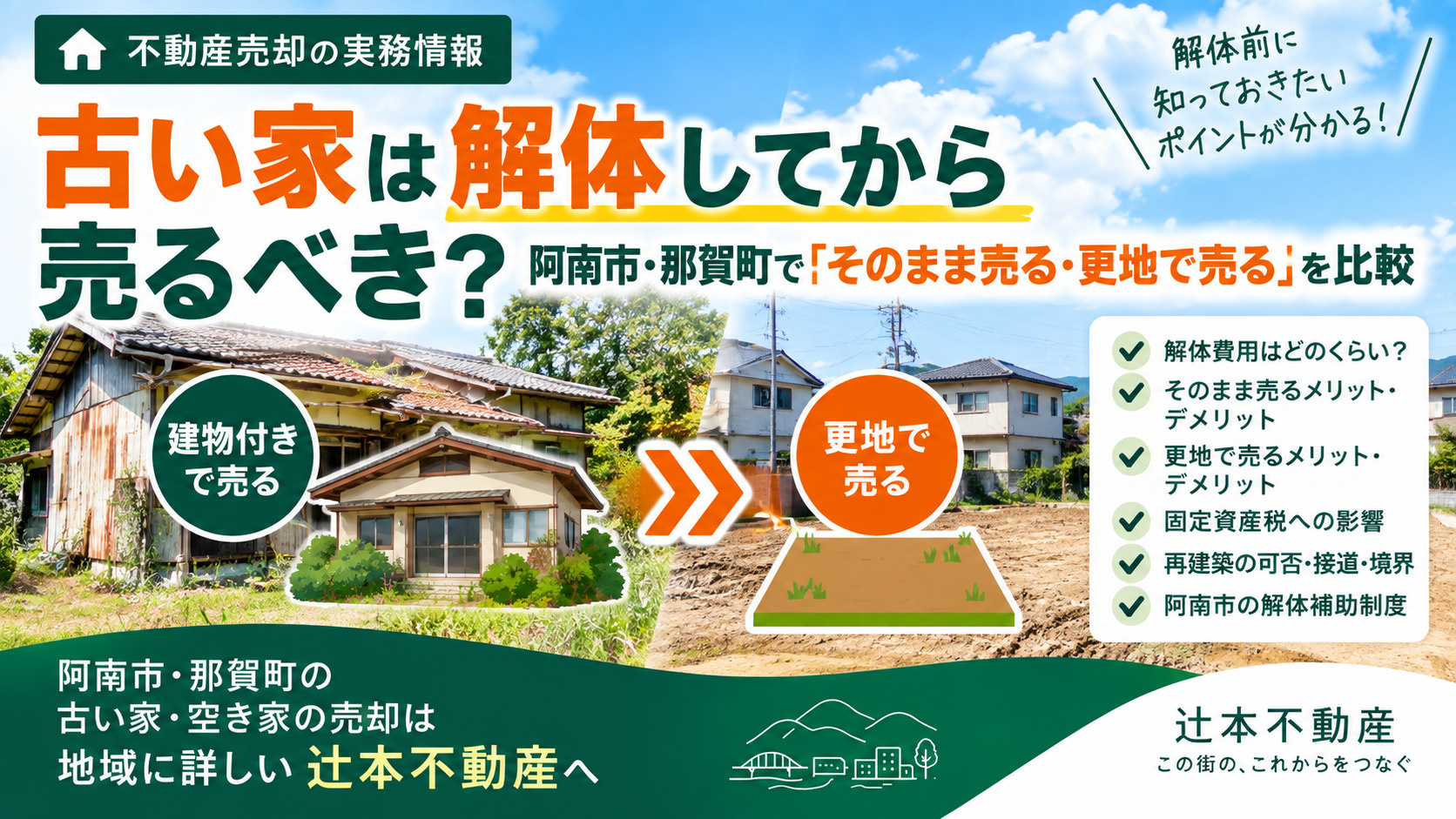 古い家は解体してから売るべき? 阿南市・那賀町で「そのまま売る・更地で売る」を比較の画像
