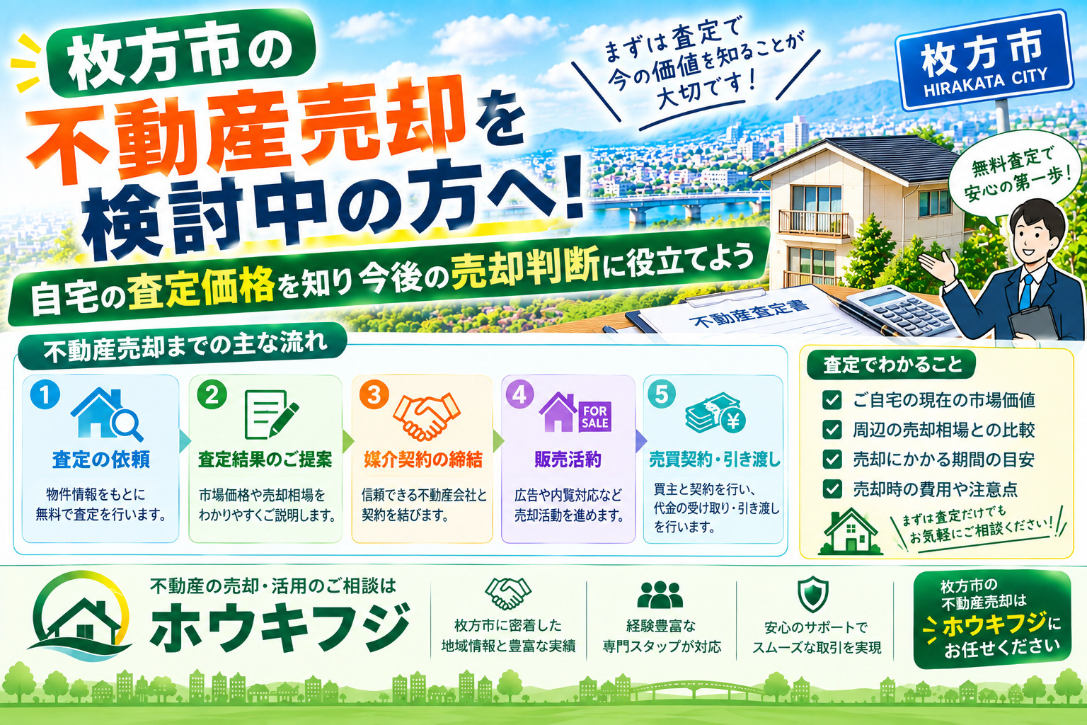枚方市の不動産売却を検討中の方へ!自宅の査定価格を知り今後の売却判断に役立てようの画像