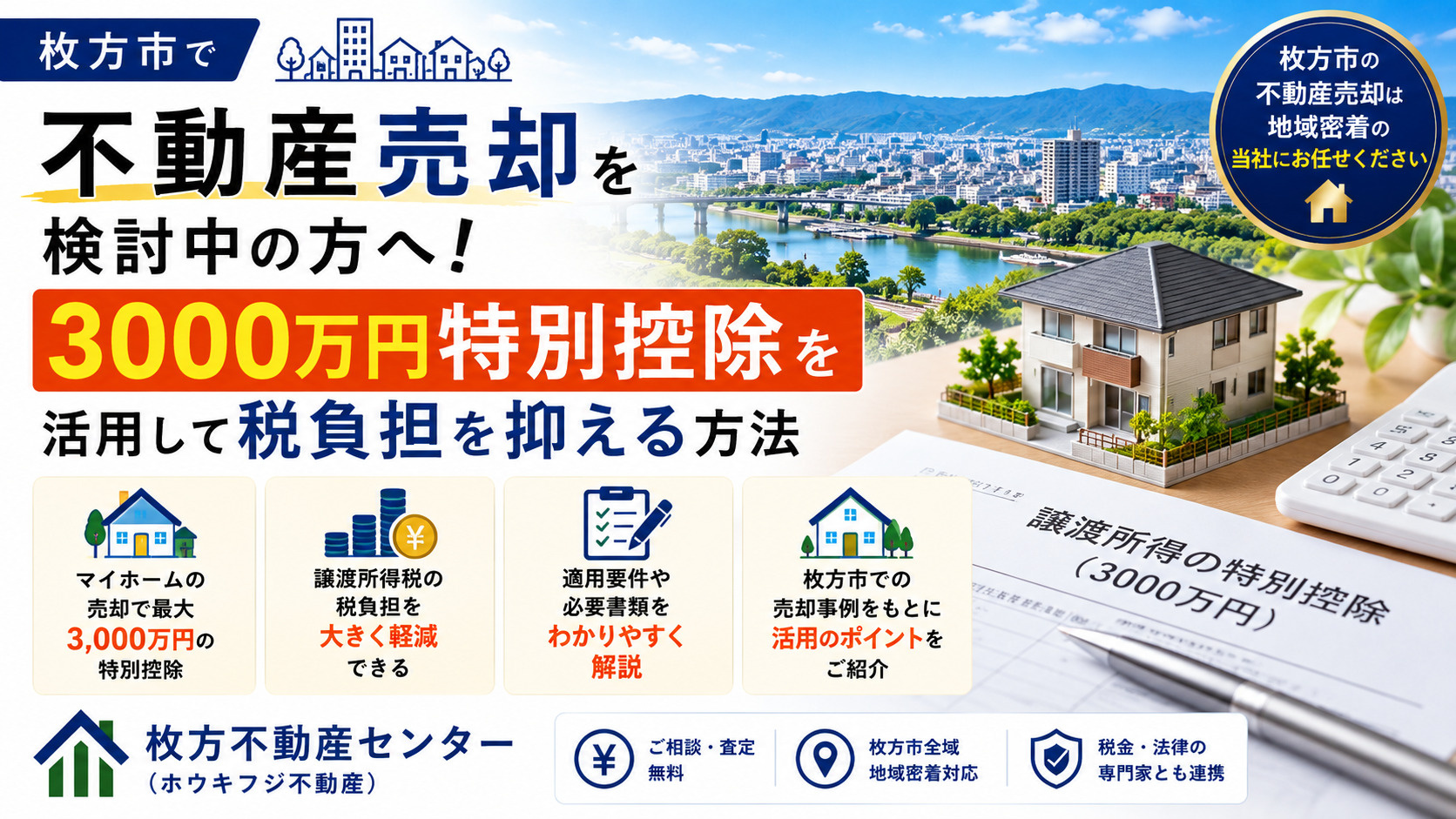 枚方市で不動産売却を検討中の方へ!3000万円特別控除を活用して税負担を抑える方法の画像