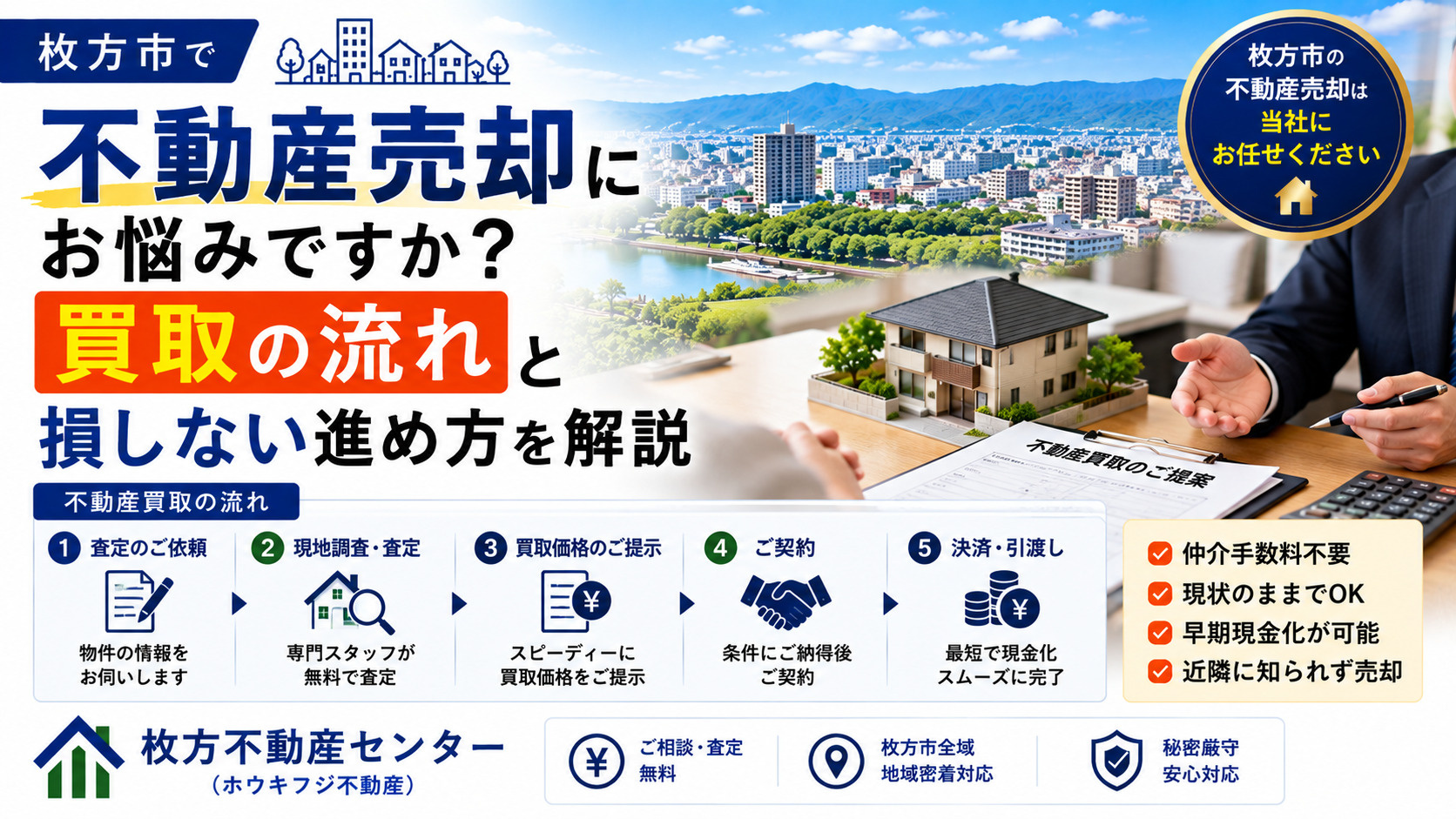 枚方市で不動産売却にお悩みですか？買取の流れと損しない進め方を解説の画像