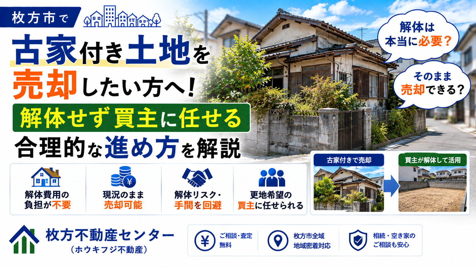 枚方市で古家付き土地を売却したい方へ！解体せず買主に任せる合理的進め方の画像