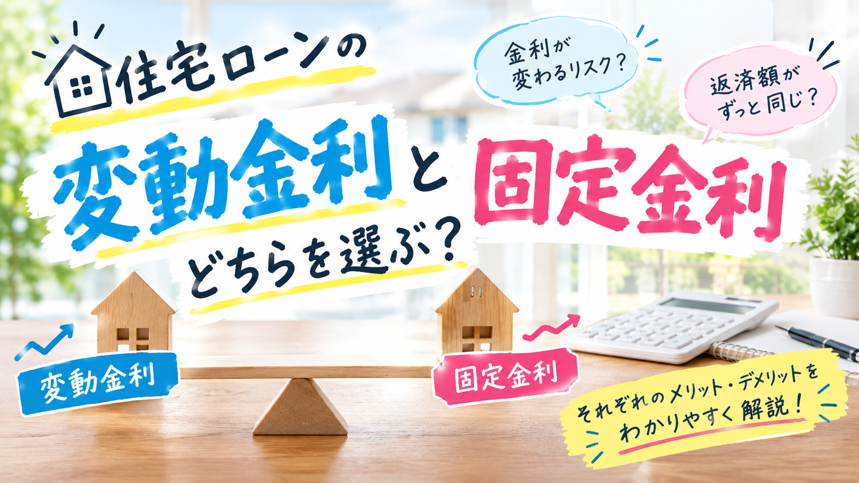 住宅ローンの変動金利と固定金利どちらを選ぶ?2026年最新金利比較で違いを解説の画像