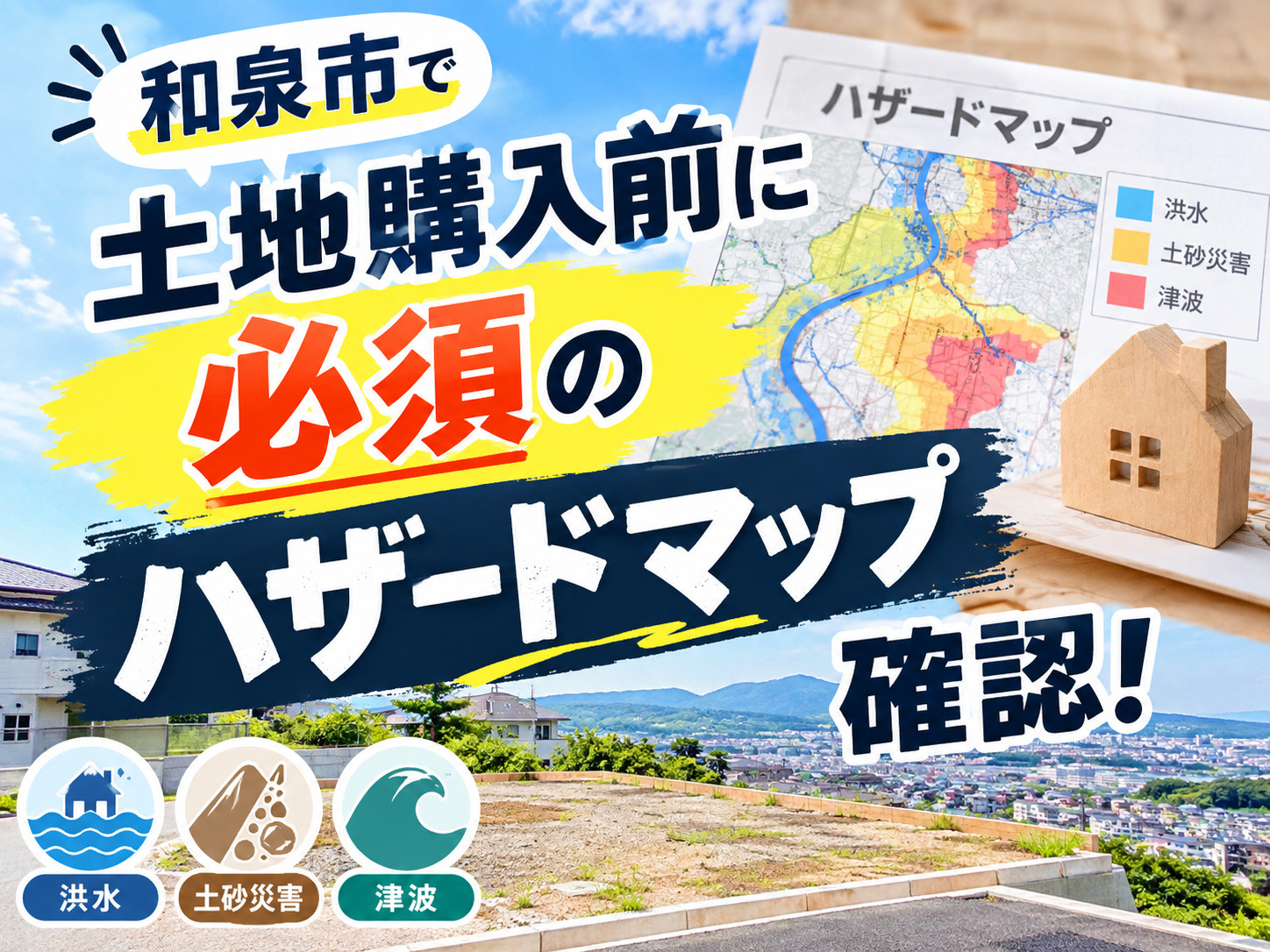 和泉市で土地購入前に必須のハザードマップ確認！災害リスクを知り安心して和泉市の土地を選ぶ方法の画像