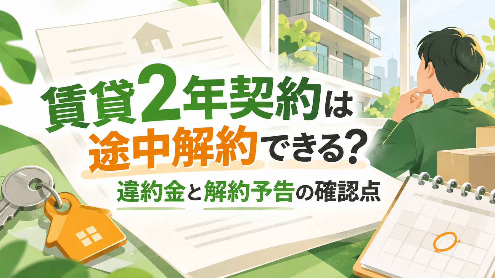 賃貸2年契約は途中解約できる？違約金と解約予告の確認点も解説の画像