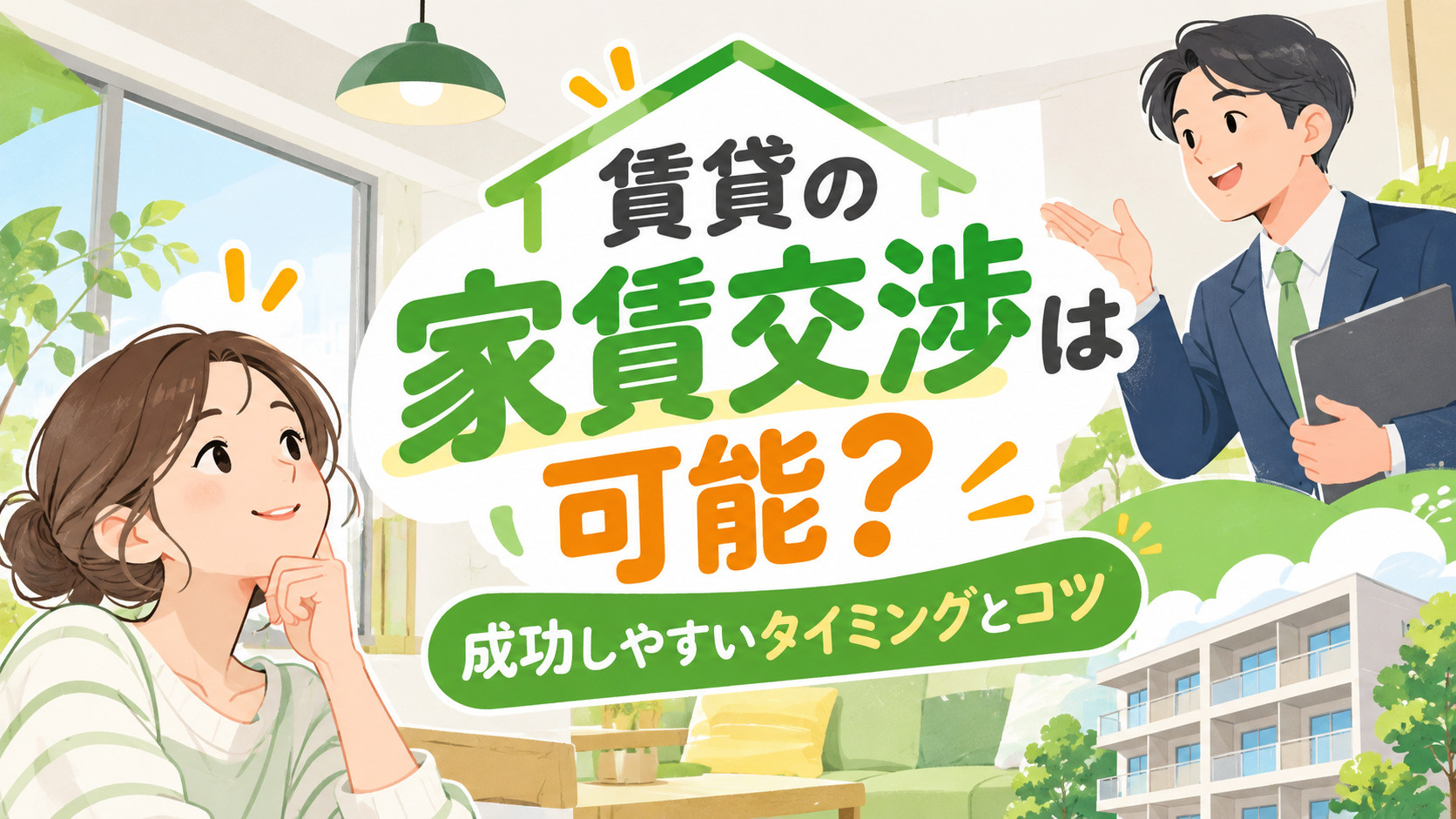 賃貸の家賃交渉は可能？成功しやすいタイミングとコツも解説 アイキャッチ画像