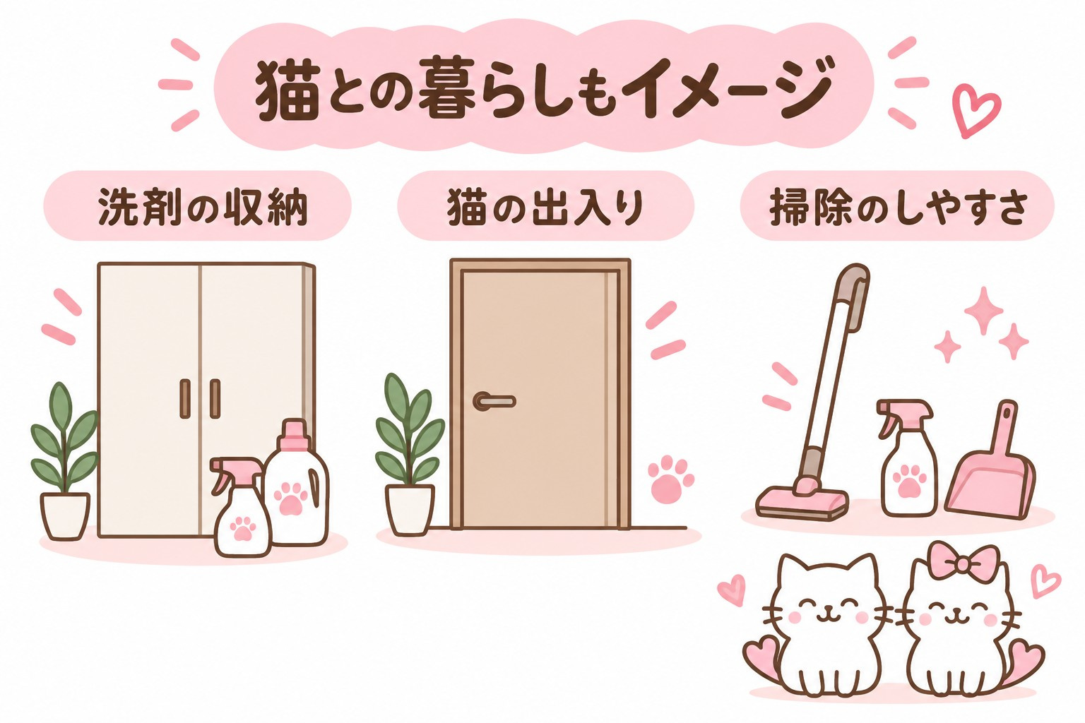 洗剤の収納・猫の出入り・掃除のしやすさの確認ポイント