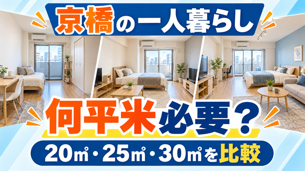 【2026年版】京橋で一人暮らし、何平米必要？20㎡・25㎡・30㎡の広さを比較の画像