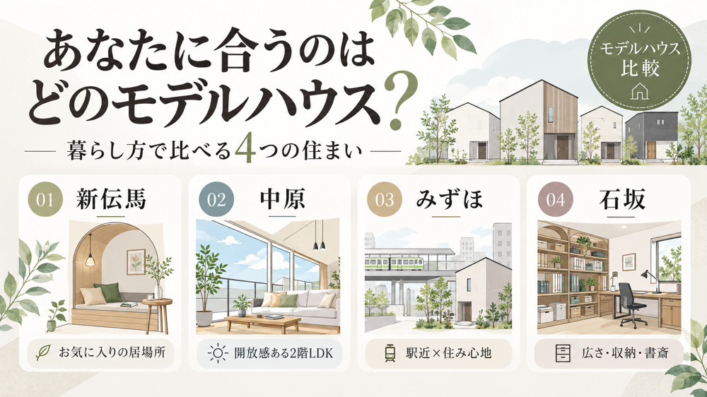 あなたに合うのはどのモデルハウス？暮らし方で比べる4つの住まいの画像